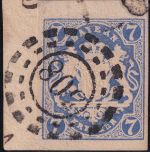 Bayern - 7 Kr. Wappen geschn. Bogenecke Pracht-Briefstück oMR 508 Straubing
