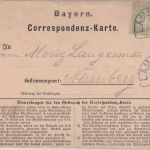 Bayern - 2x1 Kr. Wappen gez. Correspondenz-Karte blauer HKS Lambrecht 18/10