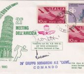 Italien - Fallschirmpost Pisa 1980 Schmuckbrief m. Springerunterschriften