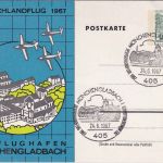 BRD - 20 Pfg. kl. Bauwerke Privatganzsache Deutschlandflug 1967 SST M. Gladbach