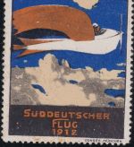 Bayern - Süddeutscher Flug 1912 farb. Werbevignette gummiert - selten !