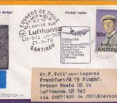 Antigua - 90 C. Wilbur Wright Luftpostbrief Zuleitungspost LH-Firstflight 1978