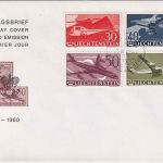 Liechtenstein - 30 Jahre Flugpostmarken Satz Schmuck-FDC Vaduz 7. IV. 60