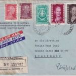 Argentinien - 2 P. Eva Peron u.a. Luftpost-Einschreibebrief Buenos Aires 1953
