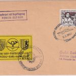 DDR - Zwickau/Karl-Marx-Stadt Postsegelflug 1957 Beförderungs-Ra2 2xSST+Vignette