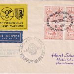 DDR - Zwickau/Karl-Marx-Stadt Postsegelflug 1957 Beförderungs-Ra2 2xSST+Vignette