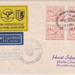 DDR - Zwickau/Karl-Marx-Stadt Postsegelflug 1957 Beförderungs-Ra2 2xSST+Vignette