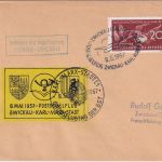 DDR - Zwickau/Karl-Marx-Stadt Postsegelflug 1957 Beförderungs-Ra2 2xSST+Vignette