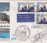 BRD - 3x60 Pfg. 800 J. Hamburger Hafen Schmuck-FDC/Luftpostbrief n. REUNION 1989