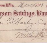 USA - 2 C. Quittungsmarke (Dampfschiff) Orderscheck Shepherdstown 1898