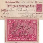 USA - 2 C. Quittungsmarke (Dampfschiff) Orderscheck Shepherdstown 1898