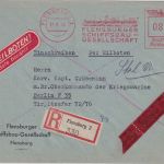 DR - Flensburg 1940 82 Pfg. AFS "Flensburger Schiffsbau" Eil-Einschreibebrief