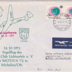 UNO Genf - Segelflugpost Motivia Michelau Zuleitungspost ab UNO Genf 1972