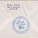 BRD - Europa-Tage 1961 1. Post-Segelflug Karlsruhe Gross-Gerau Brief m. Vignette