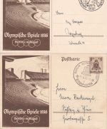 DR - Olympiade 1936 6 Ganzsachen mit versch. SST Berlin/Kiel