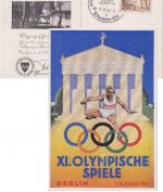 DR - Olympiade Berlin 1936 farb. Sonderkarte + SST Presse-Hauptquartier
