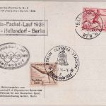 DR - Olympiade Berlin 1936 farb. Sonderkarte Fackelstaffellauf + SST/Cachets