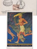 DR - Olympiade Berlin 1936 farb. Sonderkarte Fackelstaffellauf + SST/Cachets