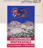 DR - IV. Olympische Winterspiele Garmisch-Partenkirchen farb. Sonderkarte 1936