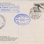 DR - Olympiade Berlin 1936 farb. Sonderkarte Fackelstaffellauf + SST/Cachets