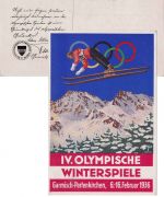 DR - IV. Olympische Winterspiele Garmisch-Partenkirchen farb. Sonderkarte 1936