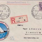 DR - 40 Pfg. Springreiter u.a. Einschreibebrief SST Kiel Olympia Segeln 1936