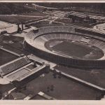 DR - 15 Pfg. Fechter Karte n. ENGLAND SST Berlin Olympia-Stadion 1936