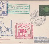 BRD - Europa-Tage 1961 1. Post-Segelflug Karlsruhe Gross-Gerau Schmuckkuvert
