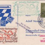 BRD - Elchingen Oberndorf 1. Postsegelflug Schmuckkarte SST Oberndorf 1959