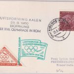 BRD - Elchingen Hahnenweide 1. Postsegelflug Karte m. Vignette Olympia-Jahr 1960