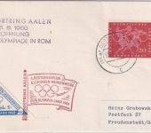 BRD - Elchingen Hahnenweide 1. Postsegelflug Schmuckumschlag Olympia-Jahr 1960