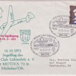 BRD - Michelau 1972 SST Motiva Segelflugpost Schmuckkuvert n. Rheydt