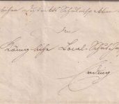 Bayern - Wasserburg 10/10 roter HKS Dienstbrief nach Erding 1845