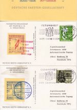 BRD - DRG Postrakete 1.+2. Versuchsreihe Vignettenblock + 2 Karten Cuxhaven 1959