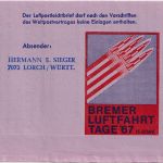 BRD - Bremen 1967 Raketenpost HOG-Versuchsreihe 3/67 Aerogramme n. München