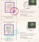 BRD - DRG 8.+9. Versuchsreihe Raketenpost 2 Karten m. Vignetten Hamburg 1960