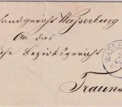 Bayern - 3 Kr. Wappen gez. Brief viol. K1 Wasserburg 23. OCT n. Traunstein