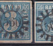 Bayern - Wasserburg 4x gMR 560, 1x gMR 373 3 Kr. Quadrat blau