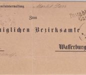 Bayern - Postablage Gars L2 Dienstbrief n. Wasserburg - ohne Inhalt