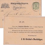 Bayern - 3 Pfg. Rauten Ganzsache priv. Zudruck Wasserburg - Mühldorf 1883