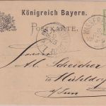 Bayern - 3 Pfg. Rauten Ganzsache priv. Zudruck Wasserburg - Mühldorf 1883