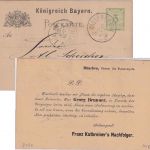 Bayern - 3 Pfg. Rauten Ganzsache priv. Zudruck Wasserburg - Mühldorf 1883