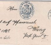 Bayern - Wasserburg a. Inn K1 Dienstbrief n. Wang Post Gars II 1903