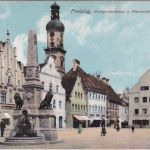 Bayern - Freising Kriegerdenkmal u. Pfarrkirche farb. AK/Soldatenkarte 1913