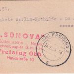 BRD - Freising 24.6.54 Notopfer-Provisorium Gebührenzettel f. 7 Pakete