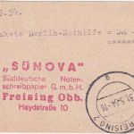 BRD - Freising 31.5.54 Notopfer-Provisorium Gebührenzettel f. 8 Pakete