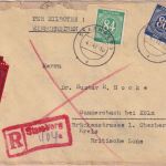 All.Bes. - 80+84 Pfg. Ziffer Eil-Einschreibebrief Starnberg - Gummersbach 1947