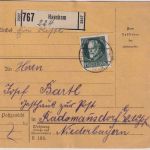 Bayern - 60 Pfg. Ludwig Paketkarte Hausham - Rathmannsdorf b. Vilshofen 1917