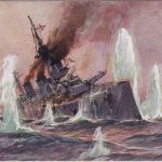 DR - Seegefecht Nordsee farb. Künstler-AK (W. Stöwer) Feldpostkarte 1915