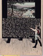 Bayern - Bad Tölz Ortsansicht Schultafel farb. Passepartout-AK ca. 1910